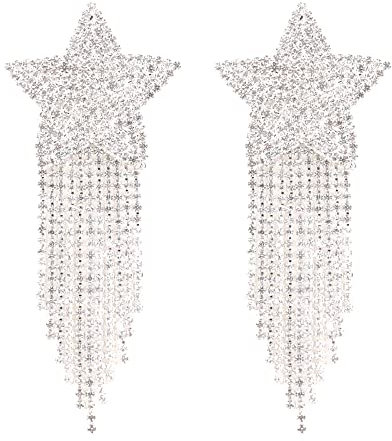 Naimo Damen Sexy Nippel Cover Glänzenden Strass Brustwarzenabdeckung Selbstklebend Wiederverwendbare Nippelpads Brust Pasties BH Nippelabdeckung mit Quasten