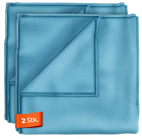 ADBL G Spezial-Glasreinigungstuch 300GSM (2 STK.) - Für schlierenfreie Glasoberflächen am Fahrzeug - Premium Glastuch für Auto & Motorrad - Glas kristallklar reinigen polieren | 40x40cm