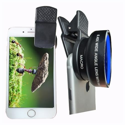 Peanutech Fisheye Objectif grand angle macro pour iPhone 14 13 12 11 X XS XR Se 8 Pro Max Mini Samsung La plupart des téléphones avec sac en PU (Noir)