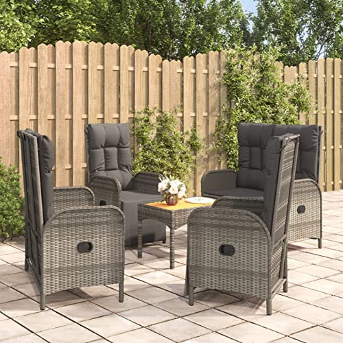 Yolola Balkonmöbel - Grau, Polyrattan, für 6 Personen, Wetterfest, Gartenmöbel-Set mit Bank,Lounge-Set, Terrassenmöbel, Outdoor, für Terrasse, Balkon, Garten Tisch, 2 Sessel + 2 Gartenbank, Grau