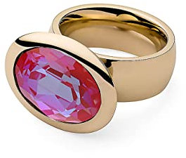 Qudo gold Ring TIVOLA big Edelstahl royal red delite (pink) (54 (17))