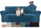 YSTELLAA Housse De Canapé en Velours 3 Places, Sofa Cover Extensible, Universelle Housse pour Canapé avec Accoudoirs, Protection Griffures, Antidérapant, Lavable, Bleu Paon