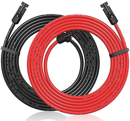 KabelDirekt – Solarpanel-Kabel & PV-Verlängerungskabel, Buchse auf Stecker – 5 m – Solarkabel mit Kabelquerschnitt 6 mm² zur Verlängerung der Panel-Leitungen, IP68, Nennspannung 1.500 V, rot/schwarz