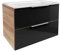 FACKELMANN B.Brillant Waschbeckenunterschrank – inklusive weißem Waschbecken aus Glas – Hängend und Front aus lackiertem Glas – Badschrank in Anthrazit & Eiche (80 x 56 x 50 cm)