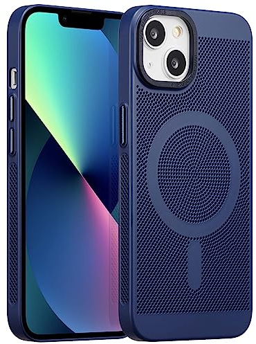 ZCDAYE Magnetic Case for iPhone 15, Cooling Gaming Case Support Wireless Charging, Hard PC Slim Fit Anti-Drop Heat Dissipation Protective Cover for iPhone 15 (6.1 inches), Dark Blue
