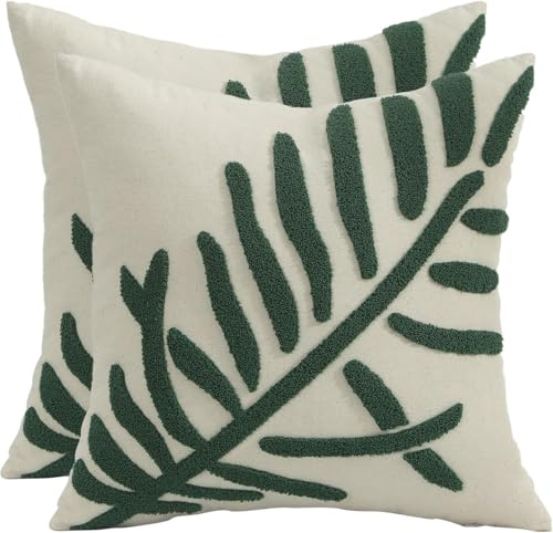 Tosleo 2 Stück Bestickte Wurfkissenbezüge 40x40 cm für Gartenlounge Sofa Dekokissen Wohnzimmer Schlafzimmer Dekorative Kissenbezüge Blumenmuster