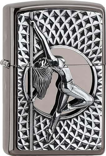 Zippo Sturmfeuerzeug - Dance Girl, Black Ice, Emblem - Nachfüllbar - Wiederverwendbar - Windfestes Design - Geschenkbox - Made in USA