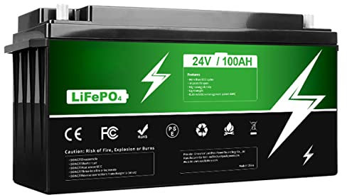 12V/24V 100Ah LiFePO4 Battery Rechargeable Battery Pack Built-in 100A BMS with 2000 Deep Cycles Fit for RV Home Energy Storage Emergency Backup Battery,24V100Ah