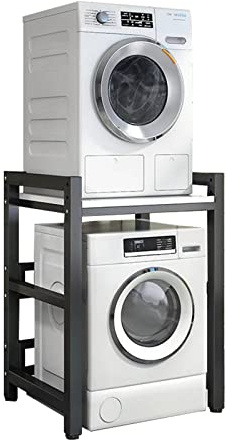 OSKOURTP Stapelset verstellbarer Ständer – 400 kg Kapazität – über Waschmaschinen-Aufbewahrungseinheit für Wäsche – Modernes Waschmaschinenregal mit 1 Regalboden