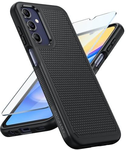 FNTCASE for Samsung A15 Phone Case: Dual Layer Shockproof Drop Protection - Galaxy 4G/5G/LTE 360 Military Grade Protective Mobile Cover Rugged Matte Heavy Duty Slim TPU Black