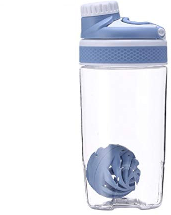 HanDuo 550 ml/700 ml Poudre de protéine Shake Bouteille d'eau Portable Fouet à mouvement Boule Mélangeur Tasse Plastique sans BPA pour le sport 20oz/25oz (couleur : bleu, taille : 500 ml)