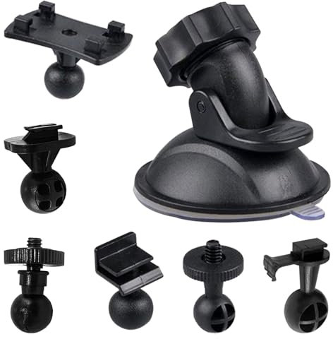 GIONAR 7 Stück Vielseitige Auto Saugnapfhalterung Set für Dashcams, 360 Grad Winkel, mit 6 Typen Adapter, Sicherer Halt an Windschutzscheibe und Armaturenbrett, Kompatibel mit GPS, Actionkameras