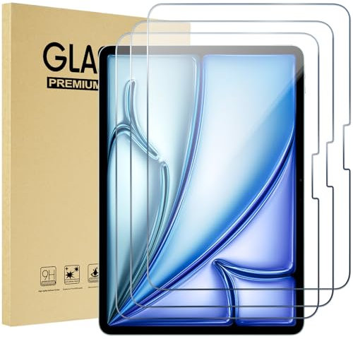 ProCase 3 Stück Panzer Schutz Glas für 13 Zoll iPad Air (M3/M2) 2025/2024/ 13 iPad Pro (M4) 9H Schutzfolie Displayschutzfolie Screen Protector