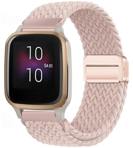 Issinlky Nylon Flechtband für Garmin Venu Sq/Music/Sq 2/2 Music, 20mm Elastisches armband für Garmin Venu 2 Plus/Vivoactive 3/5/6/Vivomove HR/Forerunner 55 245 645