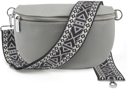Artvall - Umhängetasche Echtleder Tasche Handtasche Leder Bauchtasche Klein mit Schultergurt Design Taschenband abnehmbar verstellbares Riemen Crossbody Bag Echt Ledertasche Damen mit Reißverschluss