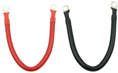 FONGKNOX Cable de Batterie en cuivre avec Joints toriques - 35 cm - 2 AWG - 35 mm2 - Cable parallèle ou série - Haute Performance - 12 V/24 V - pour Voitures à Batterie, Bateaux, Camping-