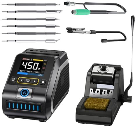 DWS-200 Lötstation Profi Lötkolben Station Set 100-450°C Keramikheizelement LCD-Display für Elektronik, DIY-Projekten, Nachbesserungen, Reparaturen