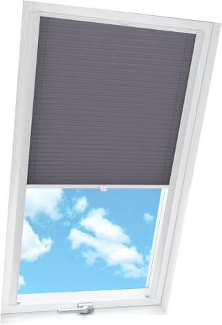 Home-Vision® Dachfenster Premium Plissee Faltrollo mit Bohren Dachfensterkompatibel (Graphit für F06 - Weiß) Dachfensterrollos Blickdicht Sonnenschutz, Montage inkl