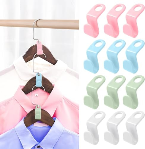 Kleiderbügel-Organizer, Platzsparende Kunststoff-Kleiderbügel mit Haken und Clips für Schrank-Aufbewahrung, Ideal für Studentenwohnheim und Kleiderschrank