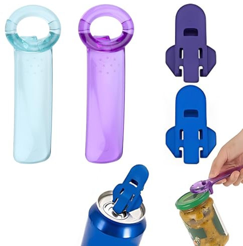4 Piezas Abre Botes Abrelatas Manual Abre Botes Tarros Abridor Cerveza Abridor de Latas para Personas Mayores Niños Mujeres Manos Débiles