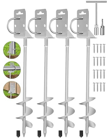 Ground Anchors Screw in,20 Set of 4 Mobile Home Anchors,Storage Shed Anchor Kit with Drill Bit,Ground Anchors Heavy Duty for Shed, Trampolines,Camping, Swing Sets