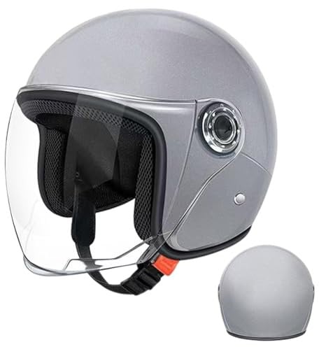Casco De Motocicleta - Medio Casco Moto Hombre, Scooter Casco, Ciclomotor Casco para Hombres Mujeres, Casco De Moto para Adultos, Cascos De Motocicleta para Circunferencia Máxima De La Cabeza 65cm