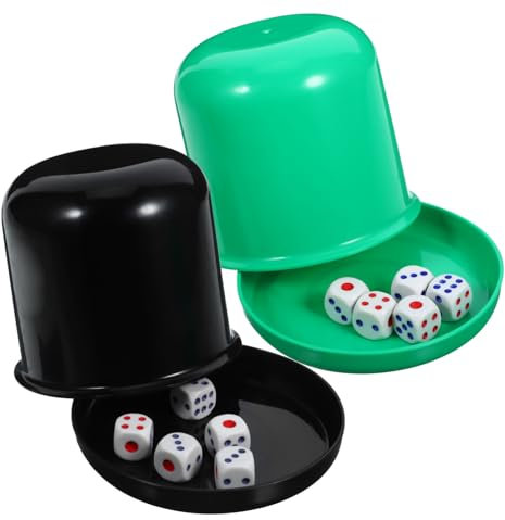 JOINPAYA 5 Stück Würfelbecher Abs mit 25 Würfeln Dickboden Würfel Shaker für Familien Partys und Riegel Würfelspiel Zubehör Zufällige Farbe