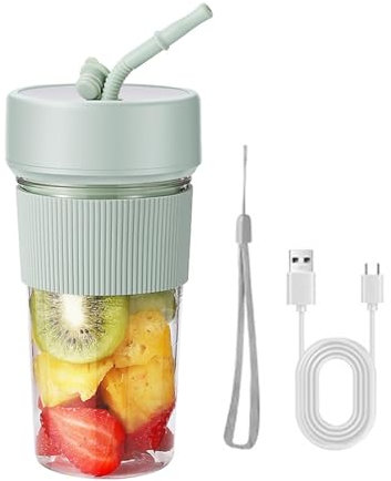 Fresh Juice Mixeur portable rapide – Mélangeur de jus de fruits rechargeable par USB – Batteur à main en forme de paille pour shakes et smoothies, mixeur de voyage personnel avec 6 lames pour le