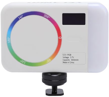 RGB Videoleuchte, Tragbare LED Kameraleuchte mit 2000 MAh Wiederaufladbar, 2500 Bis 9000 K Dimmbare Panel Lampe, Fotografie Beleuchtung für Vlogging