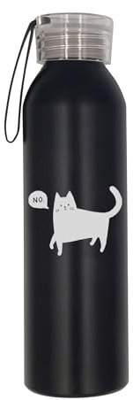 Black Cat Say No Water Bottle, Black Cat Say No Insulated Bottle, Stainless Steel Water Bottle, Drinking Bottle