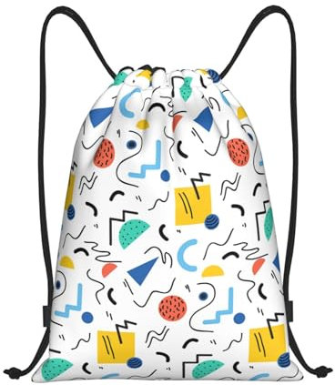 SMAZDFXX Rucksack mit Kordelzug im Retro-Stil der 80er Jahre, faltbar, Einkaufsnetz, Sackpack, Sportrucksack, Turnbeutel, wasserdicht, leicht, Yoga-Tasche, 41,9 x 50 cm, Muster 1–93