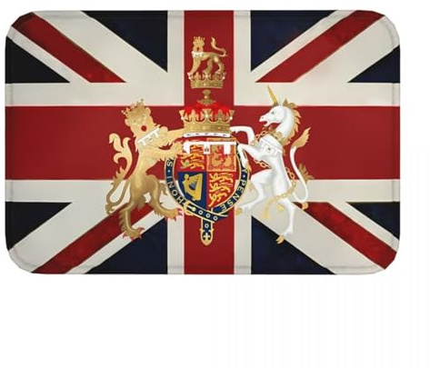 OOAHJEID Fußmatte für Badezimmer Anti-Rutsch-Teppich Fußmatte Wohnzimmer Matte Union Jack mit Windsor Insignia Boden Teppich Eingang Tür Dekor