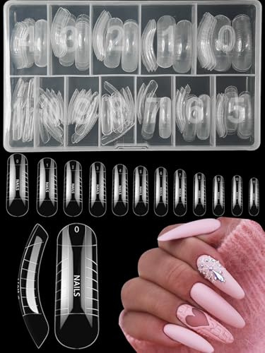 XIAOHEBAN 120 Stücke Dual Nail Forms Ovale, 12 Größen Dual Tips Nägel Nagelverlängerung Verlängerung, Polygel Tips Nagel Gel Formen Nagelform für Polygel Extension, für Nail Art Diy at Home