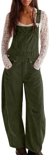 Dungarees for Women UK Warehouse Clearance Corduroy Suspender Jumpsuit with Pockets Loose Casual Baggy Sleeveless Overall Long Jumpsuit Playsuit Trousers Pants Romper Overalls Workwear