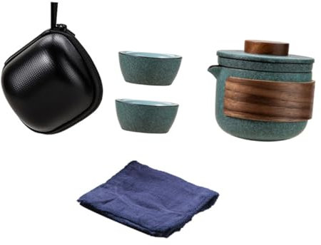 PEPLAYTAL 1set tè Portatile Ceramica con Teiera e Due Tazze per Viaggi e Uso Domestico per Occasioni Speciali e Personali