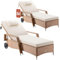 Casaria® Sonnenliege 2er Set mit Rollen 7cm Auflage Extra Breit 90cm Gartenliege Wetterfest 165kg Belastbar Terrasse Balkonmöbel Liegestuhl Creme