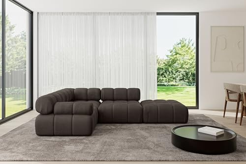 ALTDECOR Modulares Sofa Ecksofa in L-Form Corner modular Sofa Eckcouch Couch Wohnlandschaft Cauchsofa Polstersofa Felto-L1-285x190x70 cm Braun