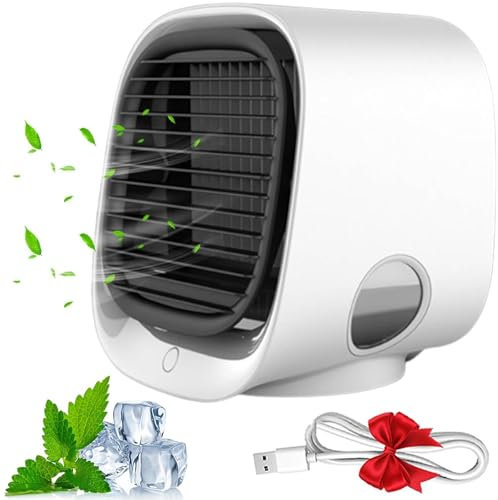 Aira Breeze Klimaanlage, Airabreeze, Aira Breeze Luftkühler Tischventilator Mit Wasserkühlung USB Powered Air Conditioner Fun for Family, Travel (Weiß)