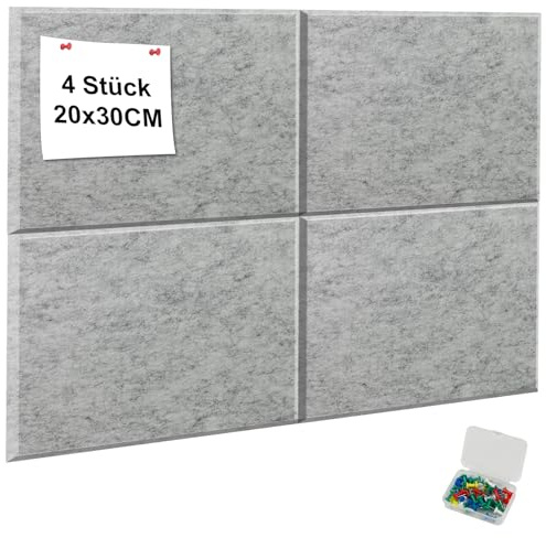 YFLeomry 60x40 cm Helles Grau Filz Pinnwand Selbstklebend 4 Stück 30x20 cm | Pinnwand Filz, Dekorative Pinnwände, Sichere Abnehmbare Pinwand für Faltbare Fototafel Memo Boards Wanddekoration