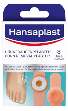 Hansaplast Hühneraugen Pflaster (1 x 8 Stück), Pflaster mit Salicylsäure zur Entfernung von Hühneraugen, schmerzlindernde Fußpflaster mit sicherem Halt