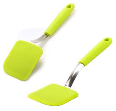 Küchenspatel aus Silikon 1 Stück Hitzebeständig, Grün | Ergonomischer Griff, zum Aufhängen Praktische Aufbewahrung, für Buffet und Jeden Anlass