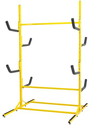 Freistehendes Kajakträger, 200cm Kajak und SUP Outdoor-Aufbewahrungsregal für 4-6 Kanu Paddleboard Tragfähigkeit 240 kg, Robust Wetterfest, Garage Kajak Aufhänger aus Stahl für Leiter Fahrrad Skibrett
