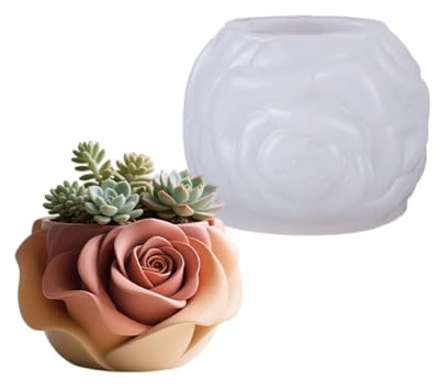 Kreativer Rosenförmiger Silikon-Übertopf für Schmuck und Sukkulenten, Dekorationen, Silikon-Rosen-Blumentöpfe