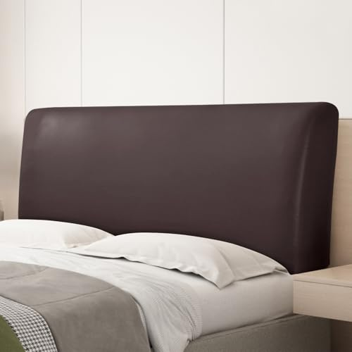 DEZYPZAM PU Leder Bettkopfteil Hussen, Elastisch Leder Kopfteilbezug, SchutzhüLle Schlafzimmer Kopfteil, Protektor Kopfteilbezug für eine Vielzahl von Bettköpfen (Dunkler Kaffee,120 cm)