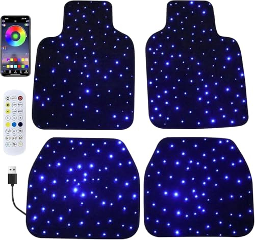 GAOCUNBING Starlight Auto-Matten, LED-Glasfaser-Matten, 7 Farben, wasserdicht, rutschfest, Universal-Bodenauskleidung, Autozubehör für SUV, Limousine, Van Typ C