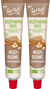 Tartex Organic Mushroom Pate 200g | Vegetarian Nutritional Yeast Spread | Organic, Plant-Based Sandwich, Crackers & Toast Pâté |(Pack of 2) from SuperfoodUK