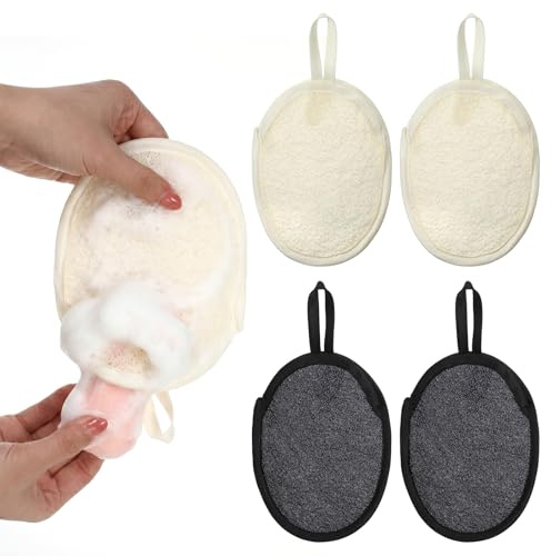 Lot de 4 sacs économiseurs de savon exfoliants portables à suspendre pour savon de douche doux pour homme et femme