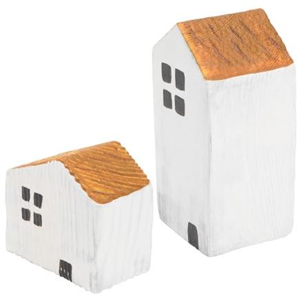 Holzhaus Deko 2stücke 8x4x4cm Weiß für Schreibtisch | Zimmerverzierung, Kleines Deko H, Wohn Deko, Weihnachten Mottoparty