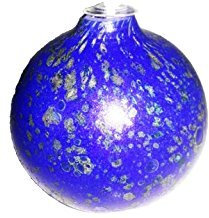 Oberstdorfer Glashütte Silber Blaue Öllampe aus Glas runde Petroleumlampe Tischlampe Kerze mundgeblasenes Kristallglas Durchmesser ca. 9 cm