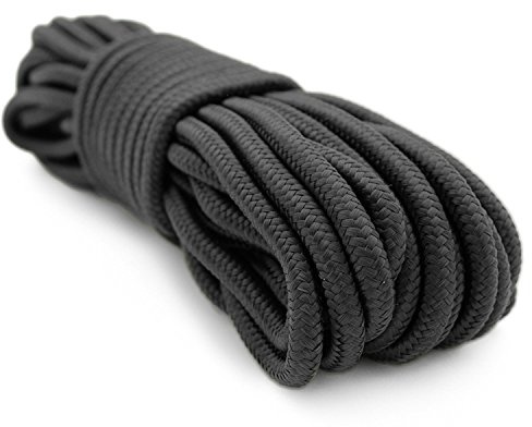 9mm(3/8 Inch) Nylon Braided Rope,50feet Paracord Solid Braided Multi-Purpose Utility Rope,Soft Single Pack Nylon Ropes,Polypropylene Rope for Indoor Outdoor Use,Backpacks,Construction, Black